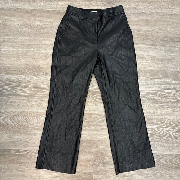 BABATON x ARITZIA Command Cropped Vegan Leather Pants Black sz 00 - Picture 2 of 12
